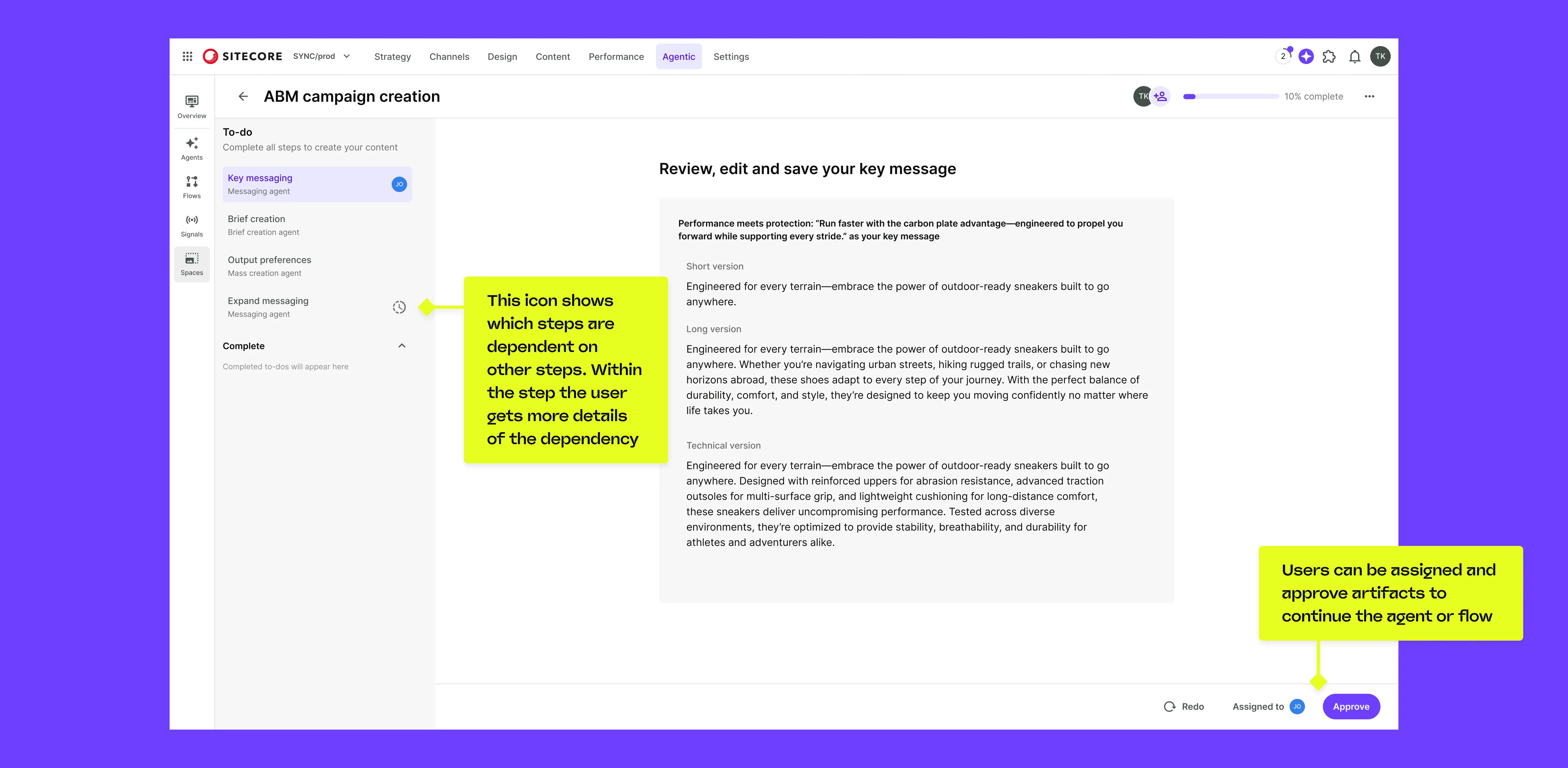 Spaces: Non-linear workflow interface showing chat panel, main work area, and collaboration features
