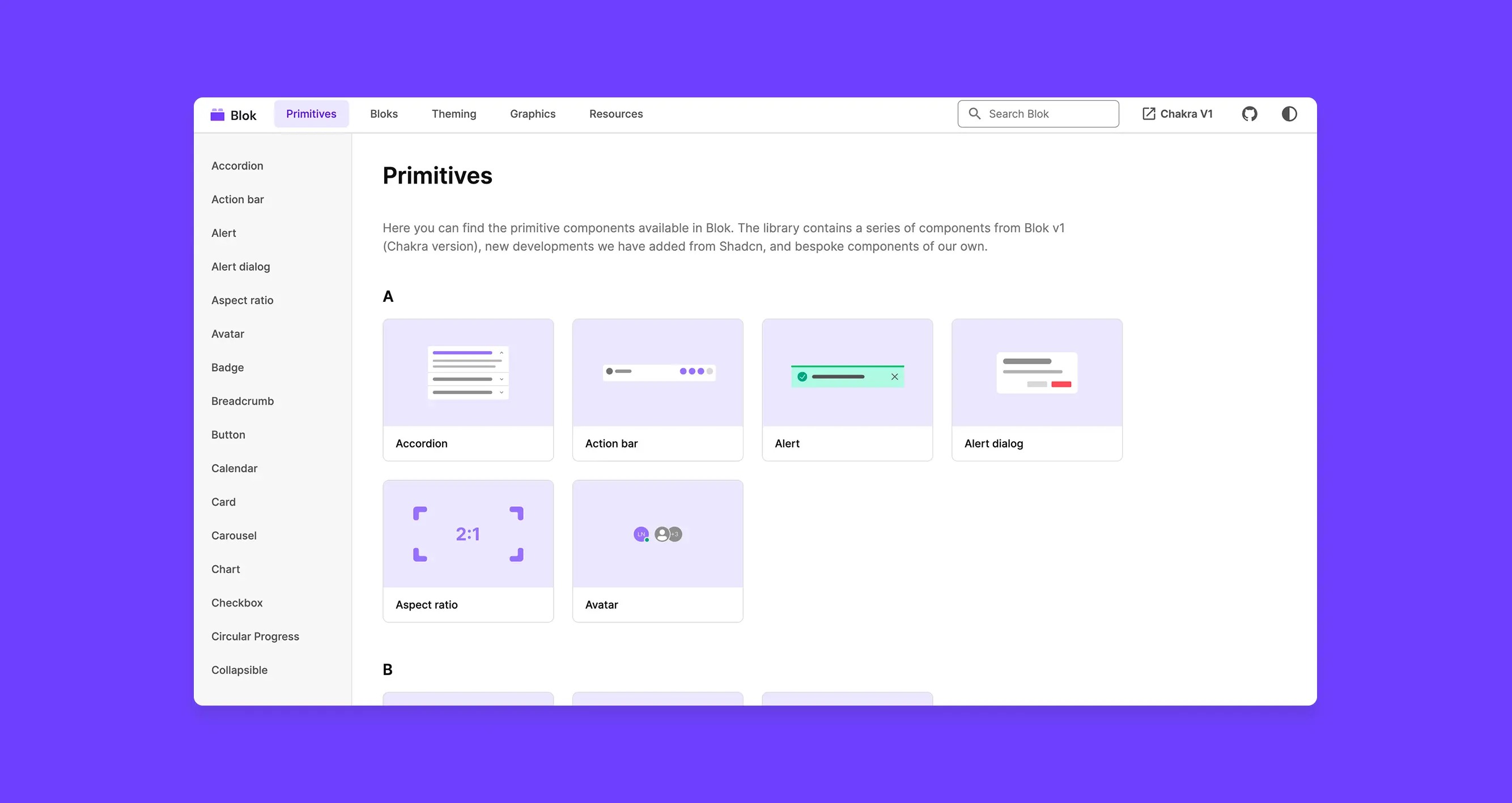 Blok design system component showcase
